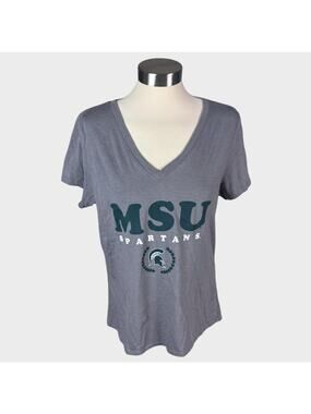 Captivating 3XL XL V Neck Short Sleeve MSU Michigan State Spartans Gray TShirt